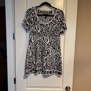 INC Bejeweled Animal Print Tunic, Size Large